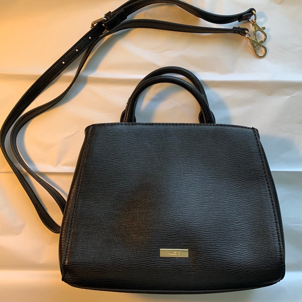 ALDO Black Structured Handbag with Top Handles & Shoulder Strap - Picture 3 of 13